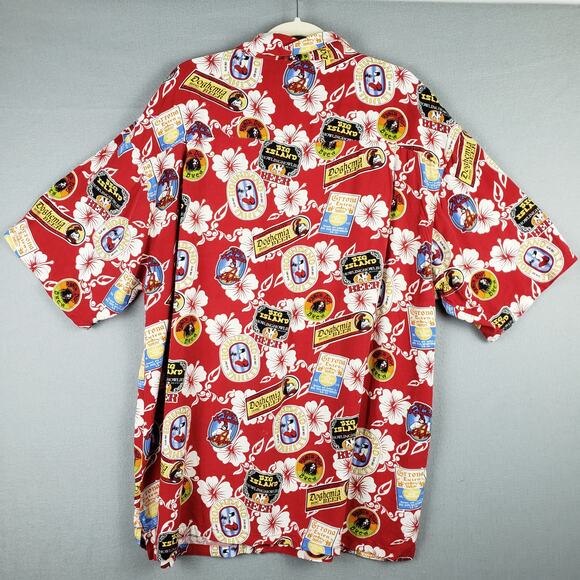Vintage Big Dogs Men's Size 2X Hawiaan Shirt Red Tropical Dog Print Travel Bold - Picture 7 of 7